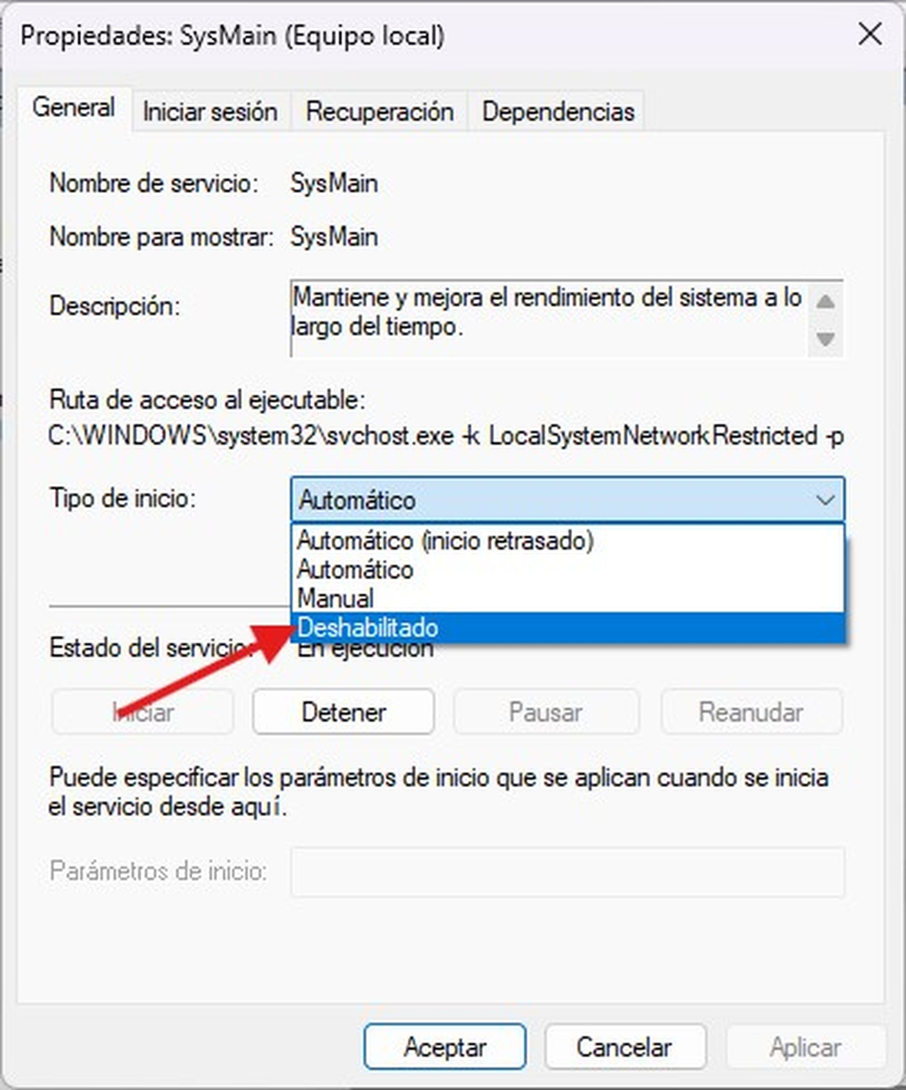 Windows 11-tjänster: Snabba upp din dator på 2 minuter ✅🔥 11 Interfaz de configuración de SysMain en servicios de Windows