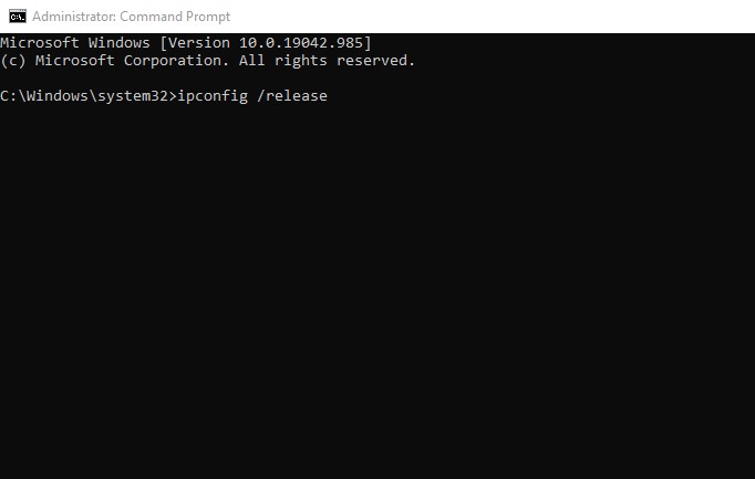 polecenie ipconfig do resetowania adresu IP