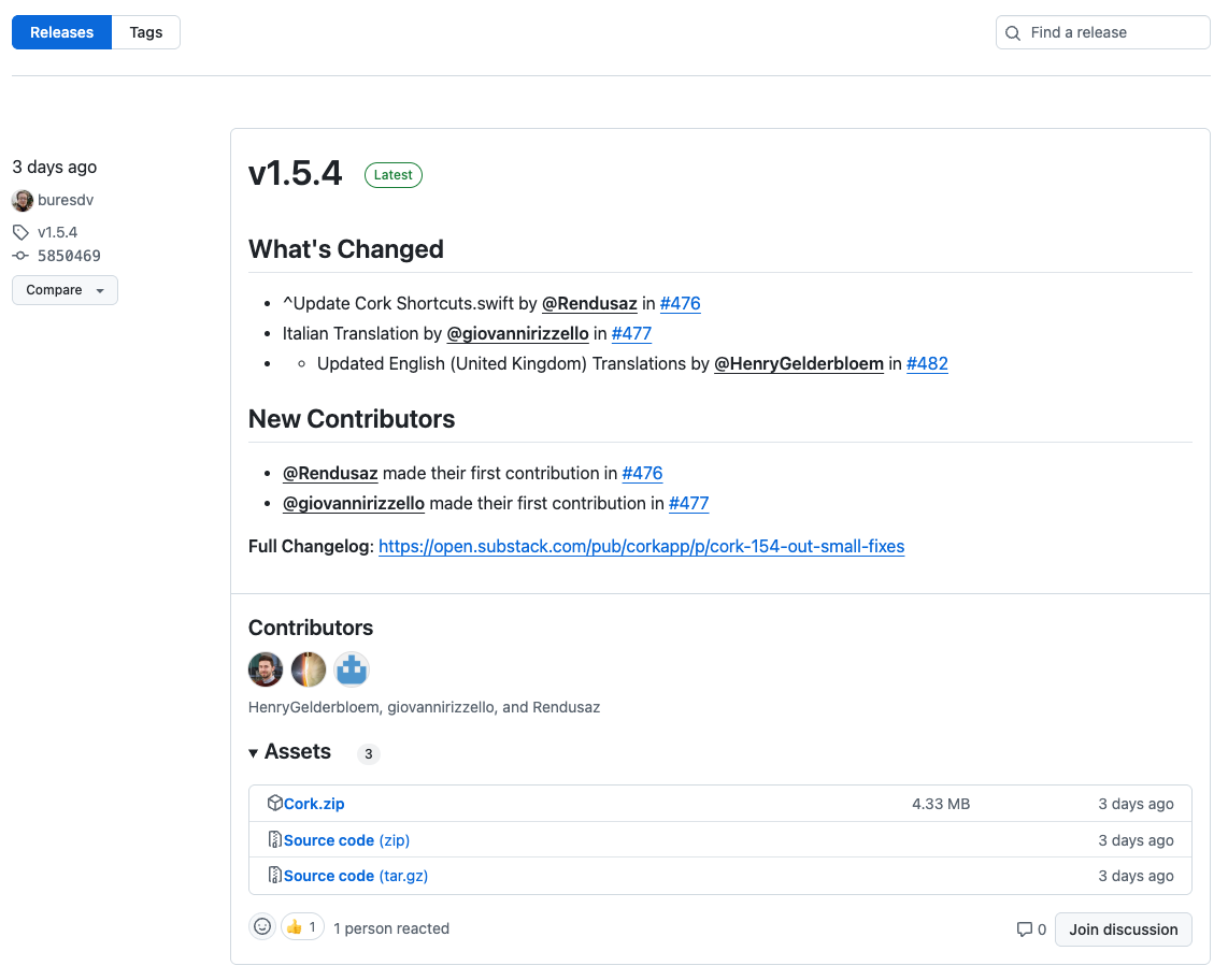 Git vs GitHub: ¿Cuál elegir hoy? 🔥 9 Página de lanzamientos (Releases) en GitHub mostrando detalles y links de descarga.