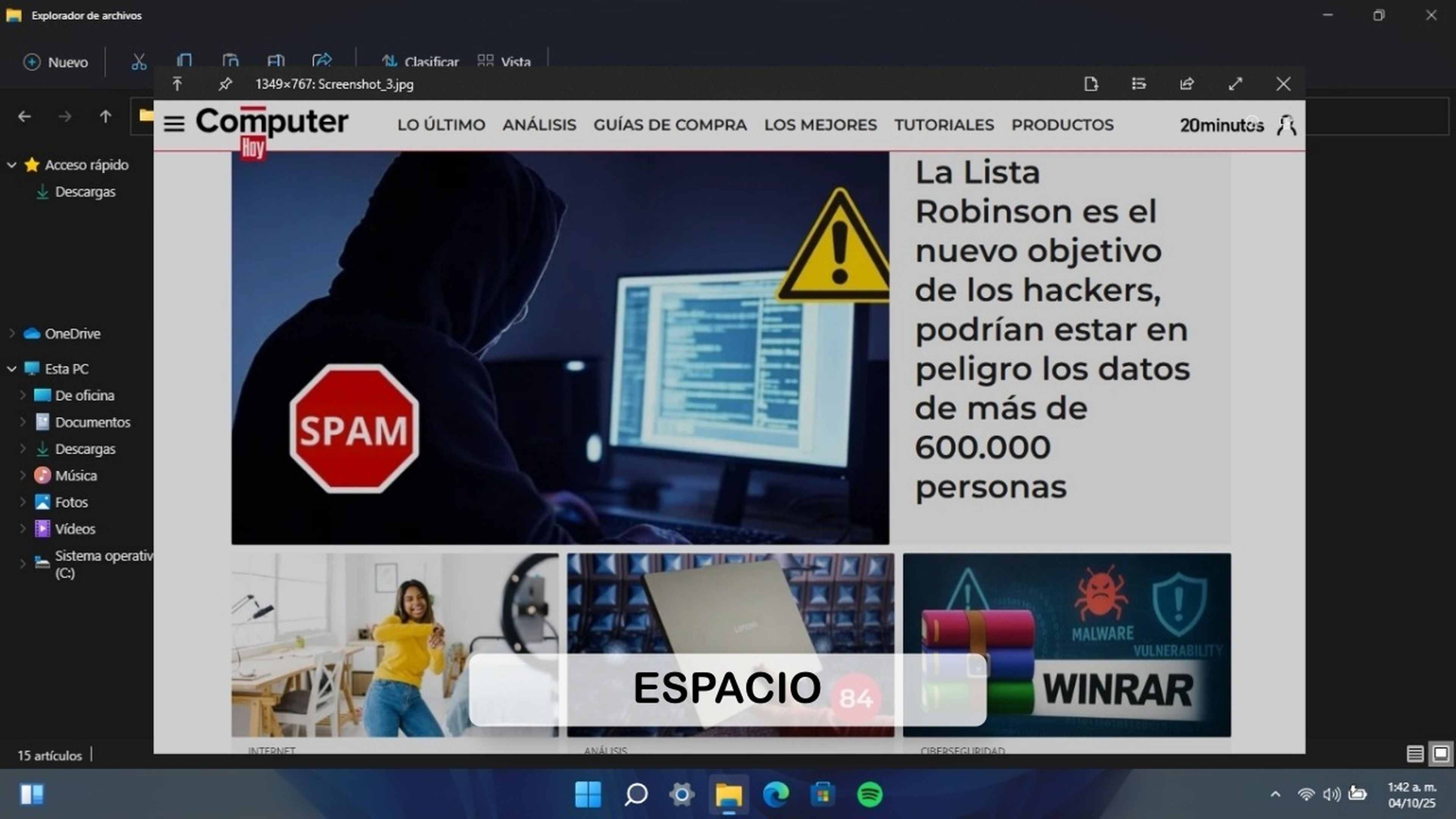 Vista previa Windows 11: QuickLook estilo Mac con Espacio ⏱️ 7 Interfaz de la herramienta QuickLook para previsualizar archivos en Windows
