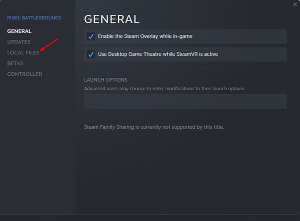 Archivos locales del juego en Steam
