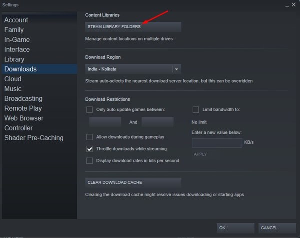 Carpetas de la biblioteca en Steam