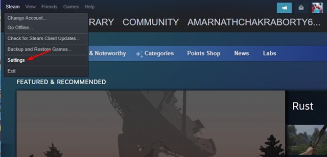 Configuración para reparar biblioteca de Steam