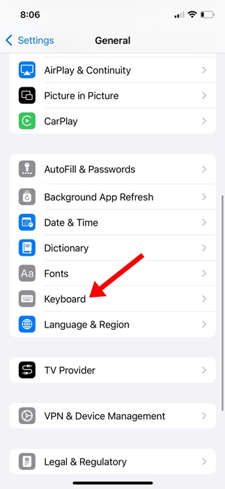 Configuración del teclado en iPhone para desactivar autocorrector