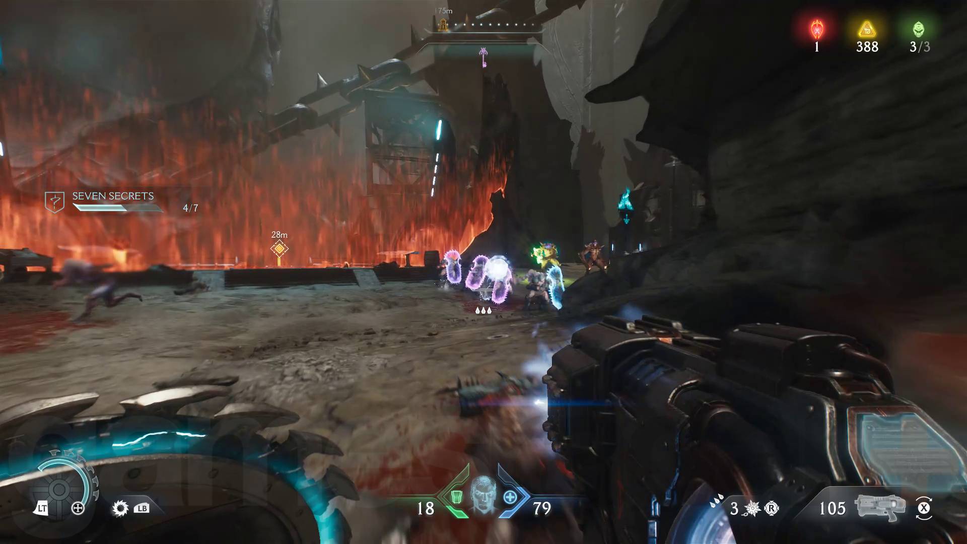 《毁灭战士：黑暗时代》中，等离子加速器向敌方护盾发射能量护盾