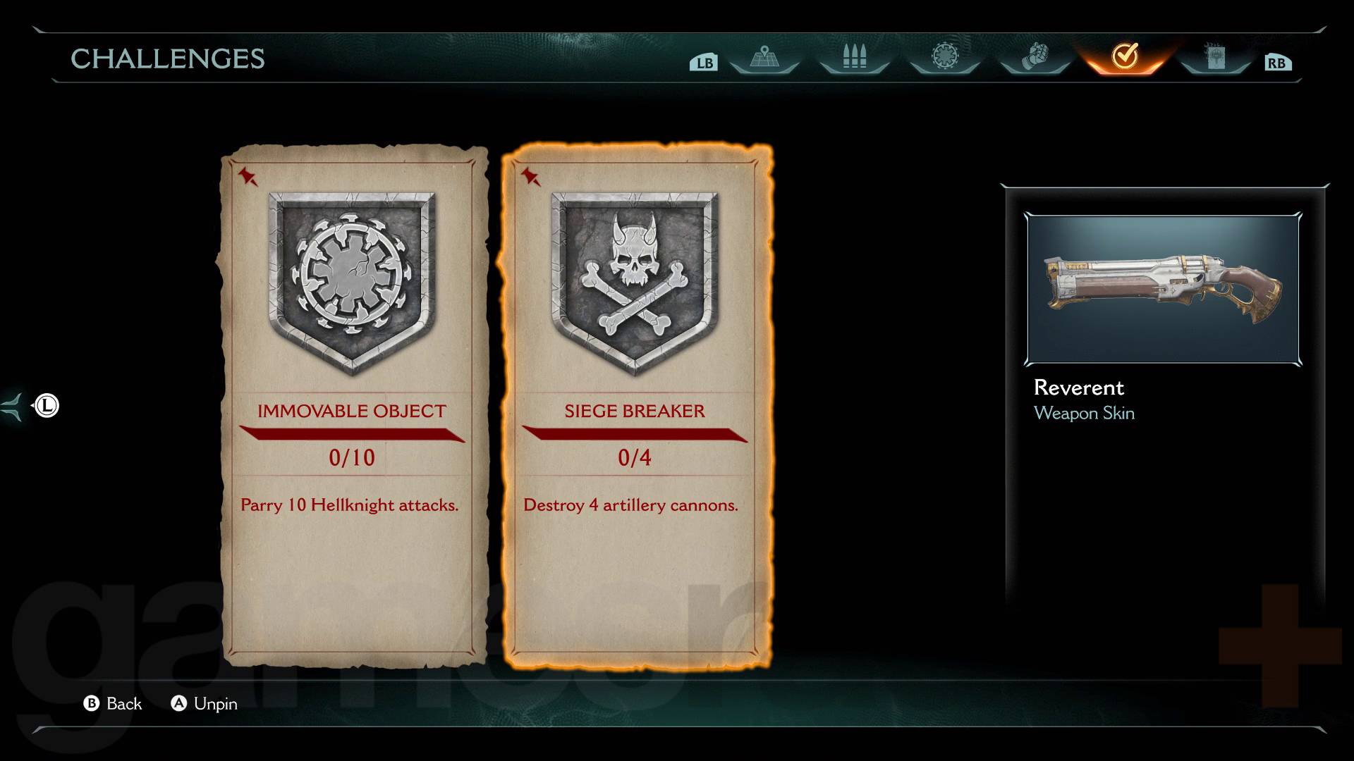 《毁灭战士：黑暗时代》任务挑战界面及进度