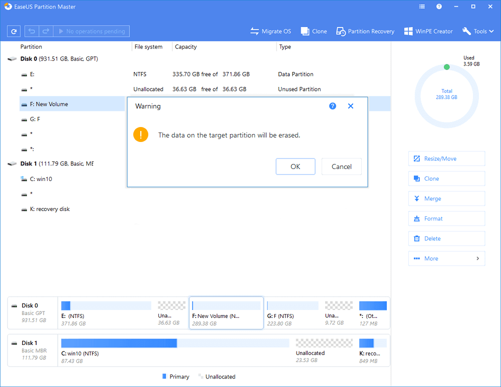 EaseUS'ta Biçim Onayı