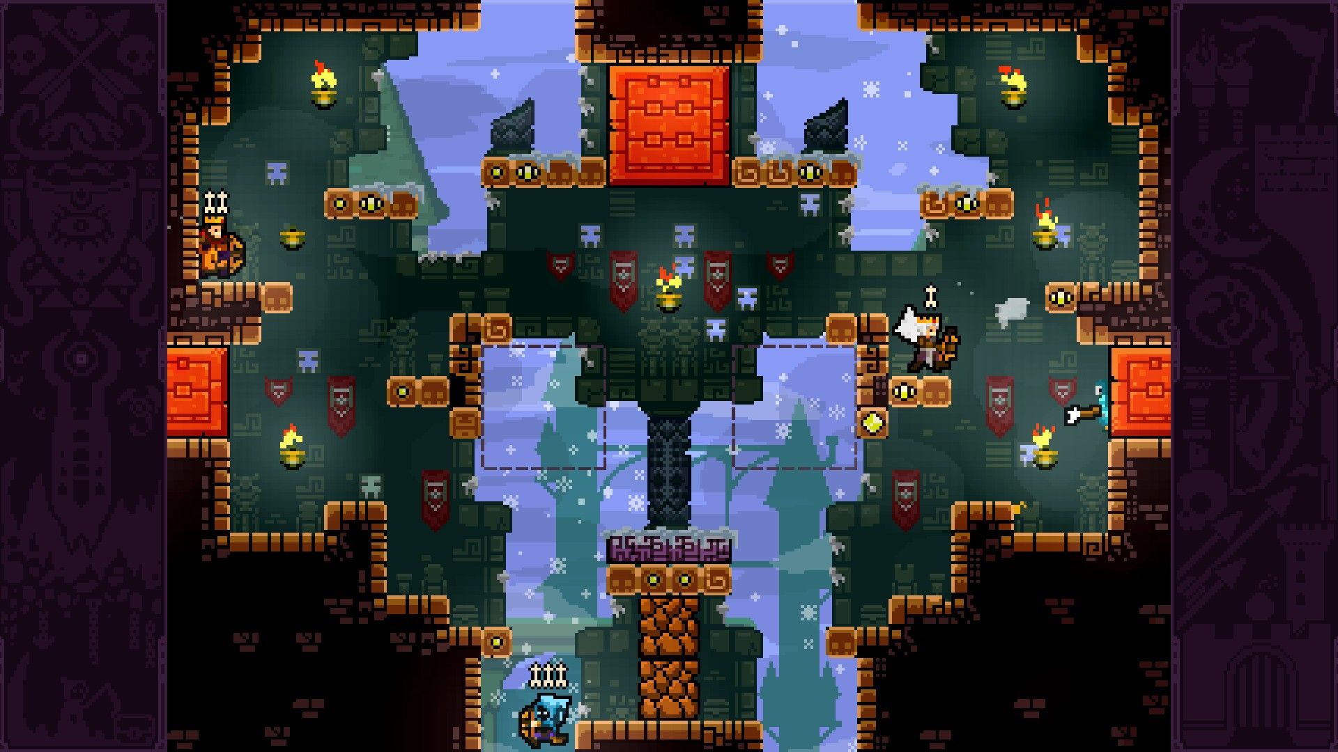 Player as an archer falling off the map in TowerFall Ascension.