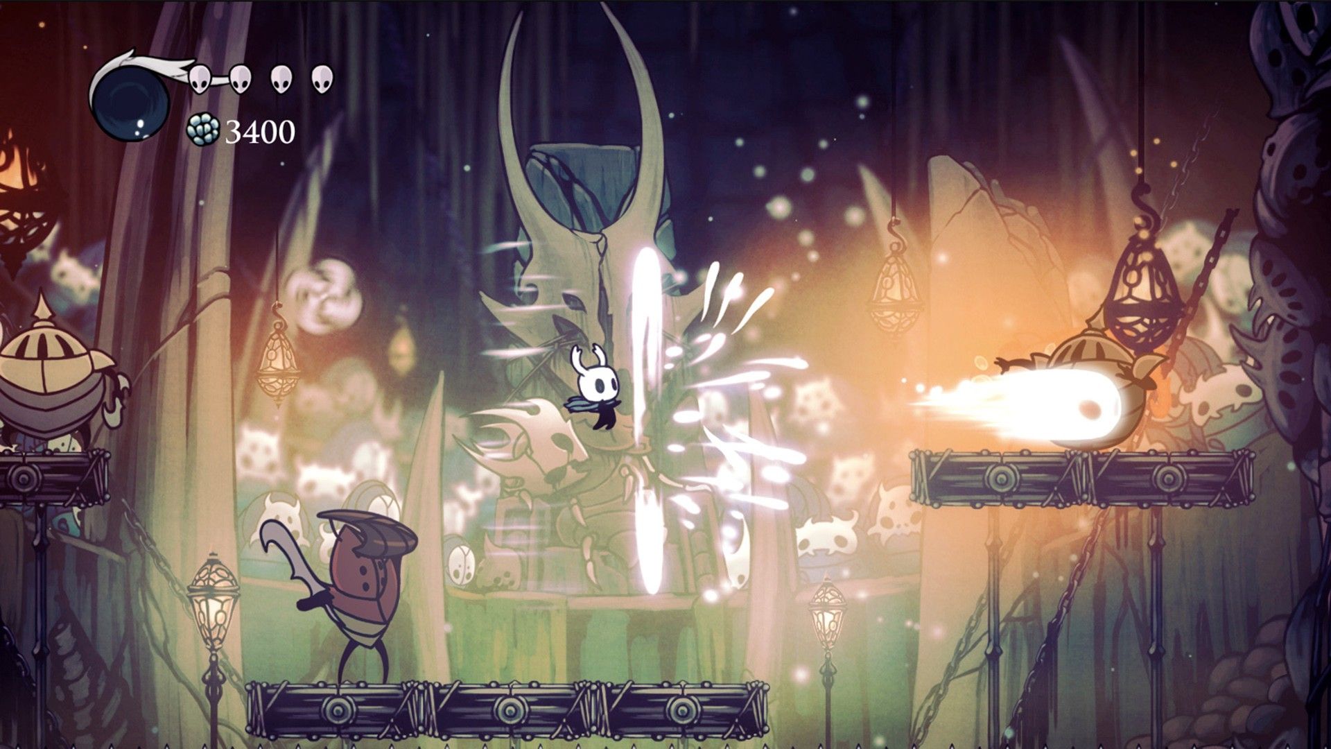 Firing a powerful magic missile in Hollow Knight.