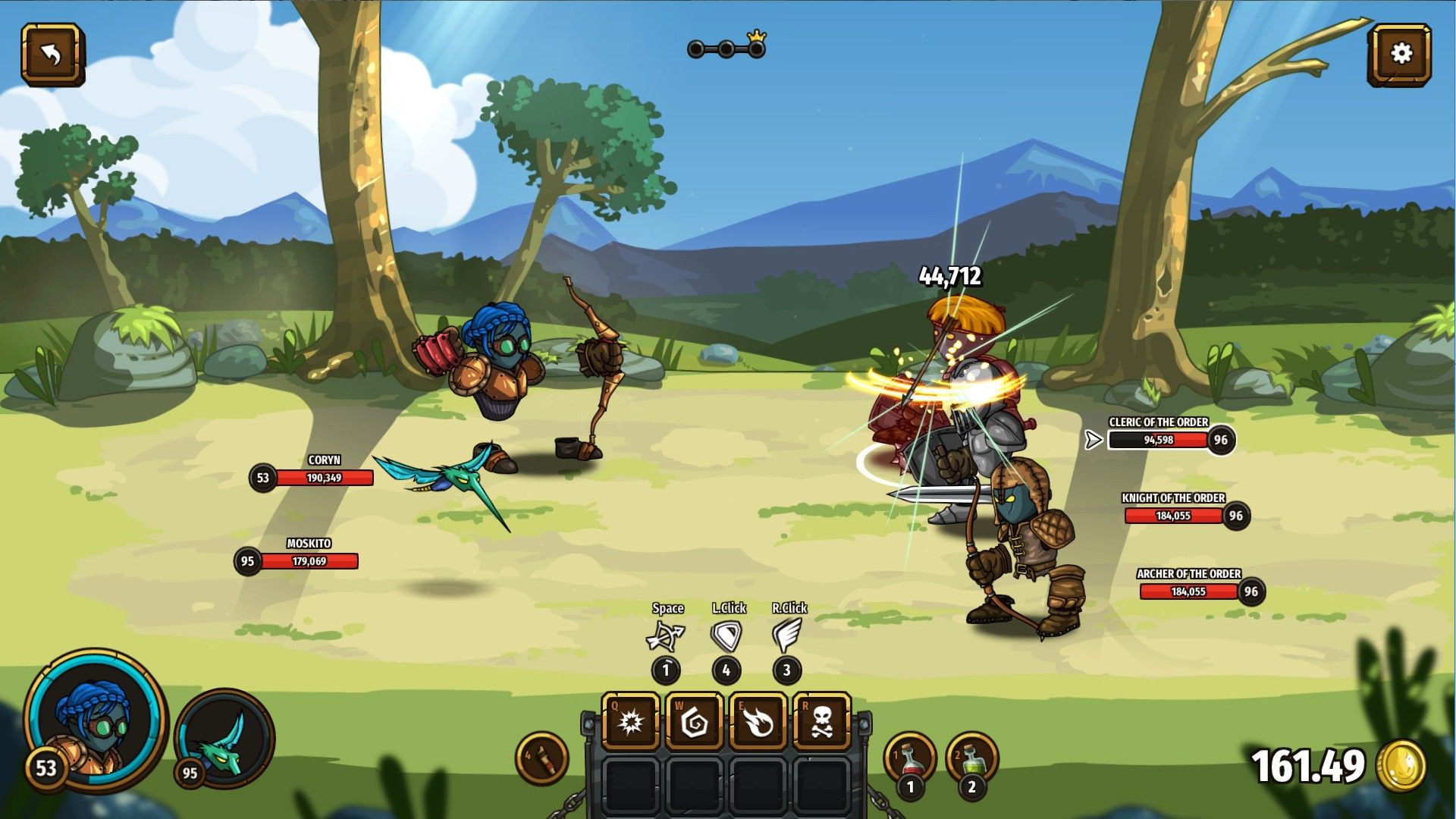 Player fighting enemies in Swords and Souls Neverseen.