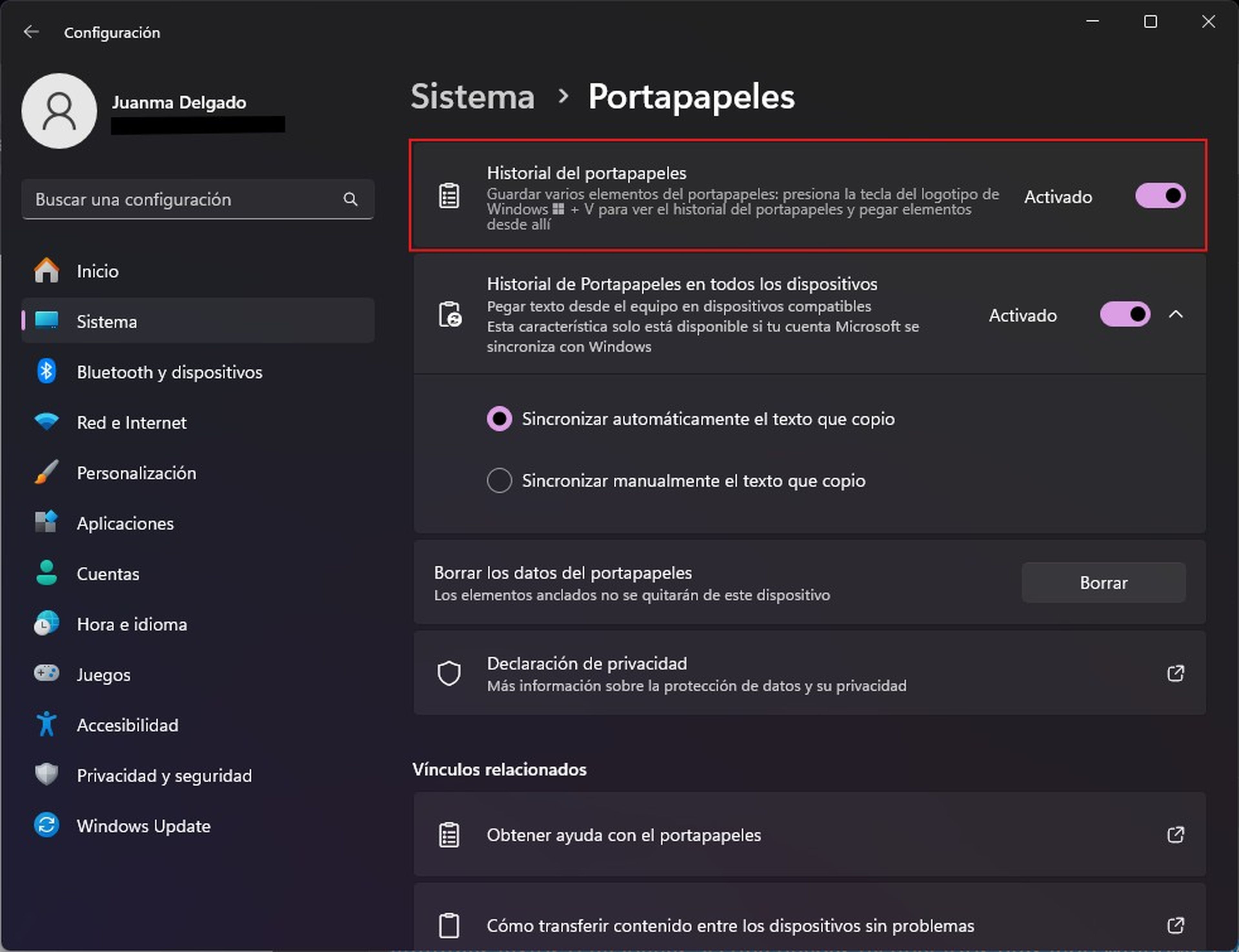 Funciones ocultas en Windows que debes activar ¡ahora! 🔥🔒 Mejora tu productividad 14 Historial del portapapeles activado en Windows para copiar más rápido