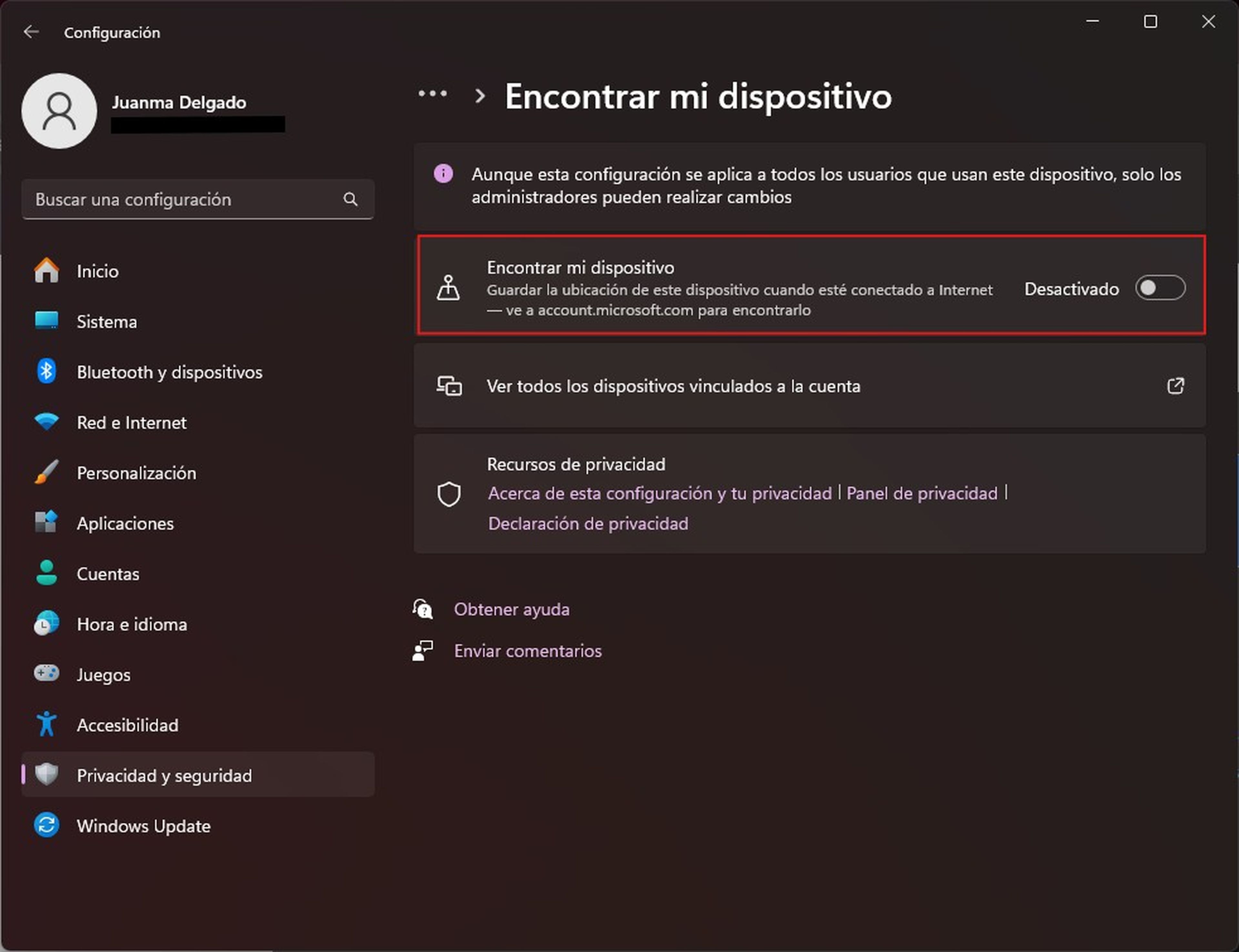 Funciones ocultas en Windows que debes activar ¡ahora! 🔥🔒 Mejora tu productividad 18 Función Encontrar mi dispositivo en Windows para seguridad ante pérdidas