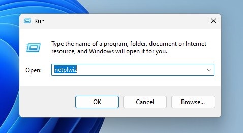 netplwiz command