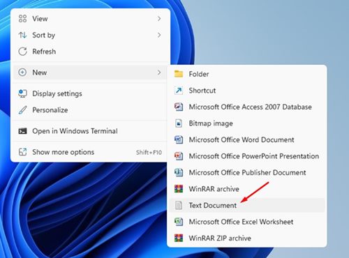 Windows 11で新しいテキストドキュメントを作成する