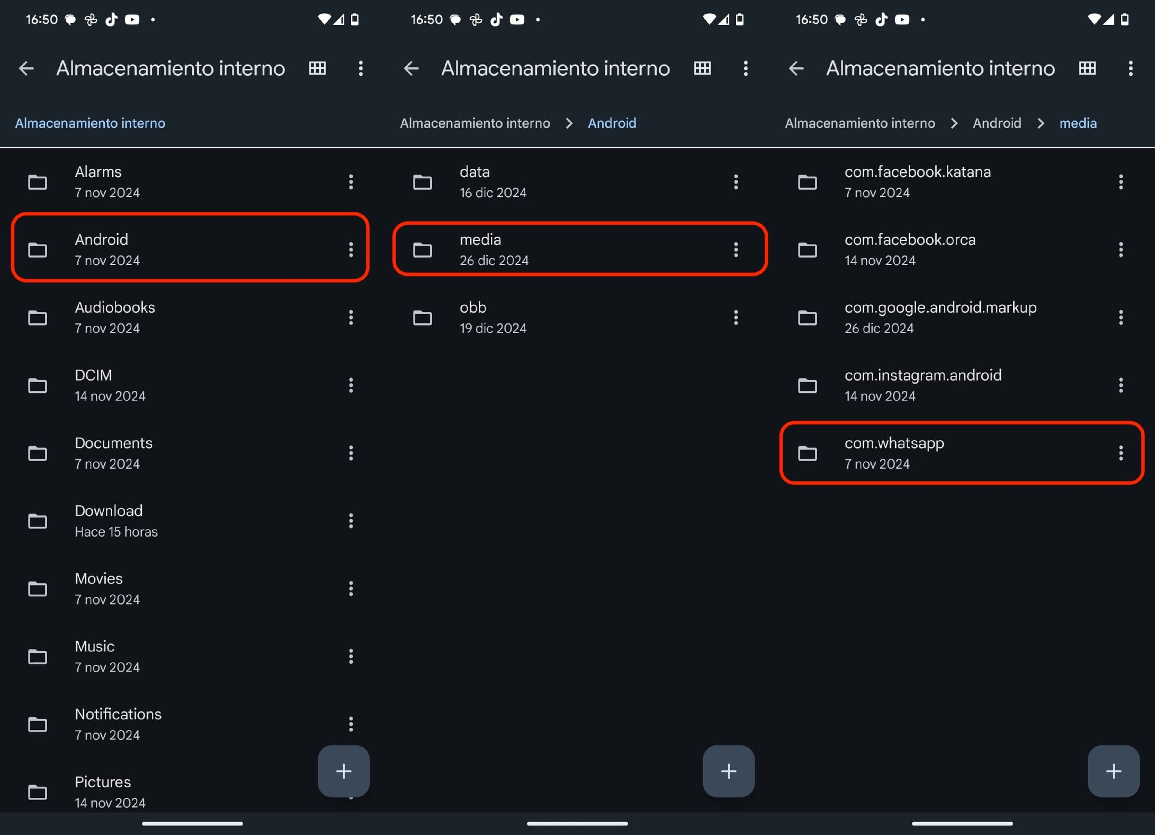 Proceso para borrar archivos de la papelera oculta de WhatsApp paso a paso