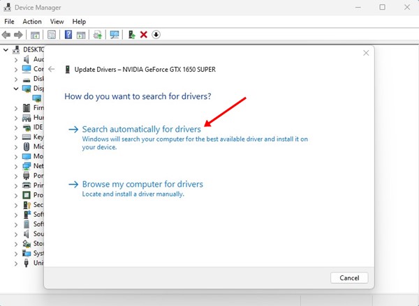 Ricerca automatica dei driver in Windows 11