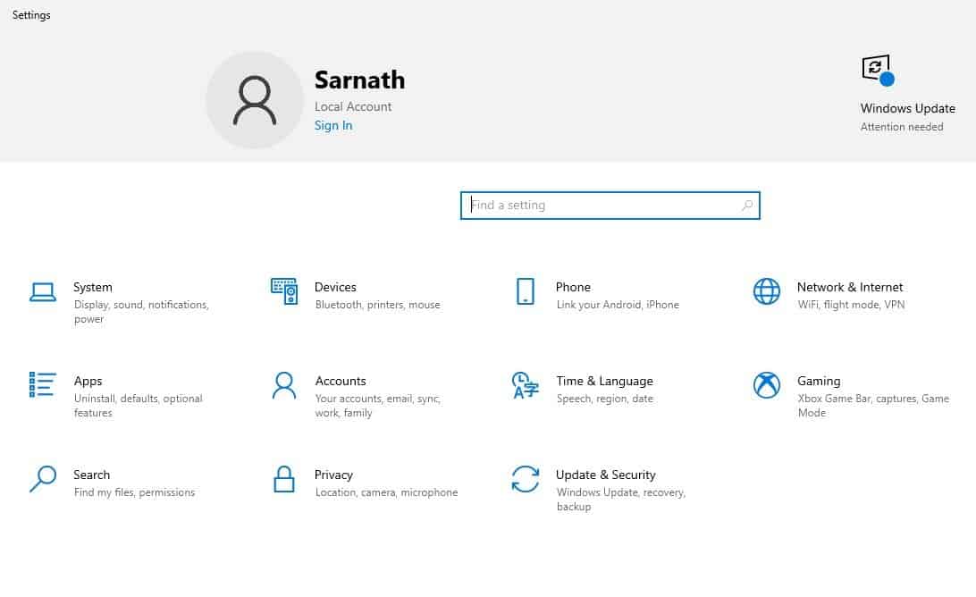 Atajo para abrir configuración en Windows