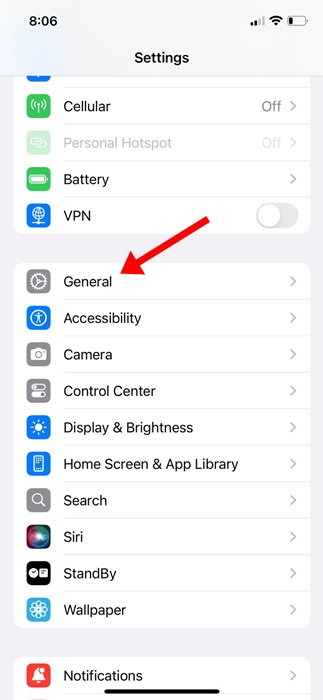 Configuración General en iPhone para desactivar autocorrector