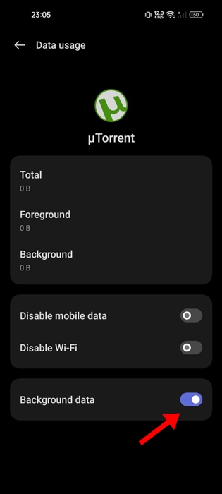 Torrent-Client: Behebe Fehler in Minuten mit diesem Trick 🔧 16 Aktivieren Sie Hintergrunddaten für Torrent-Clients auf Android