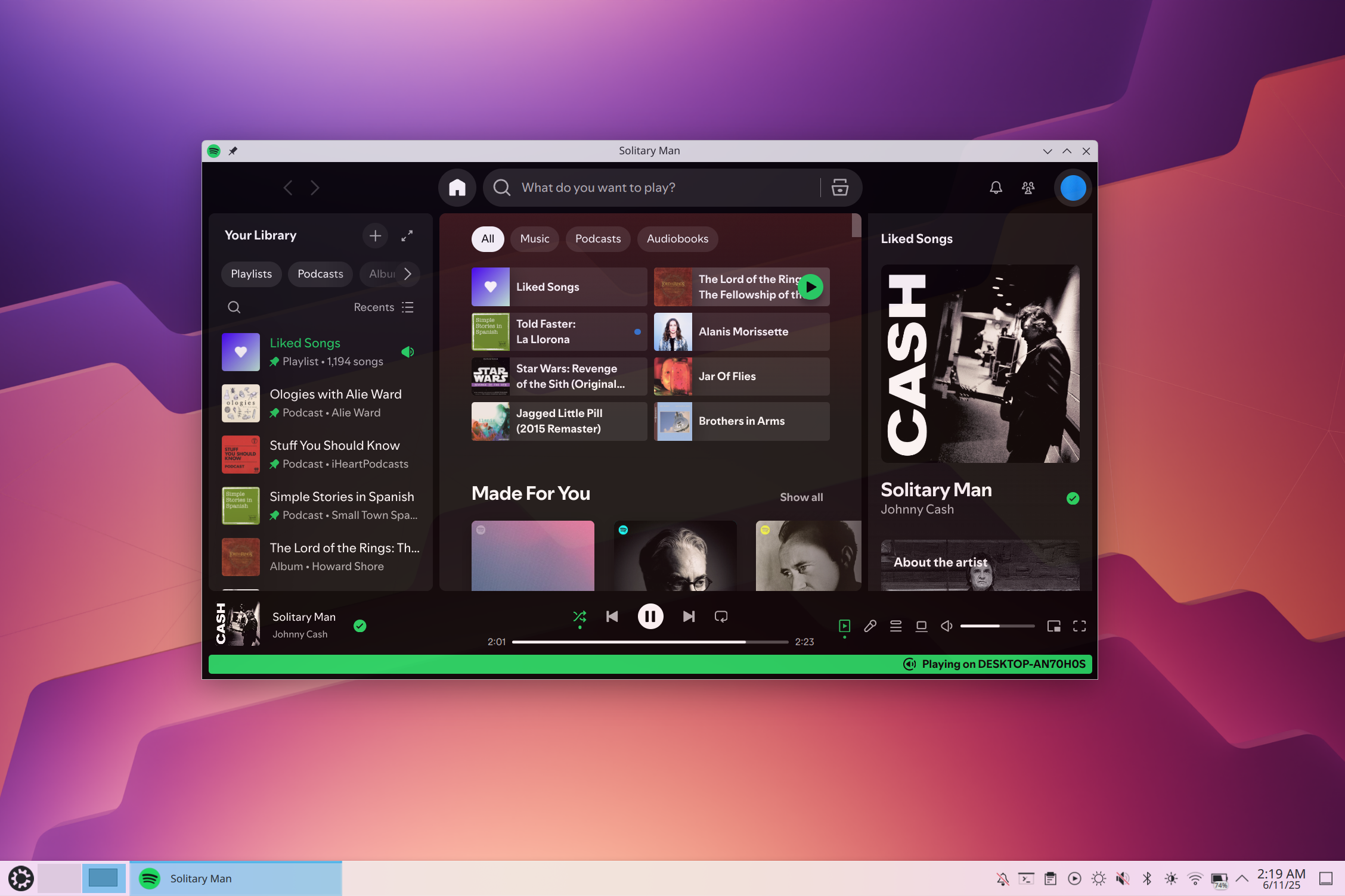 Transición a Linux Lo que nadie te cuenta (y funciona) 😱 15 Spotify en Kubuntu mostrando música en reproducción.