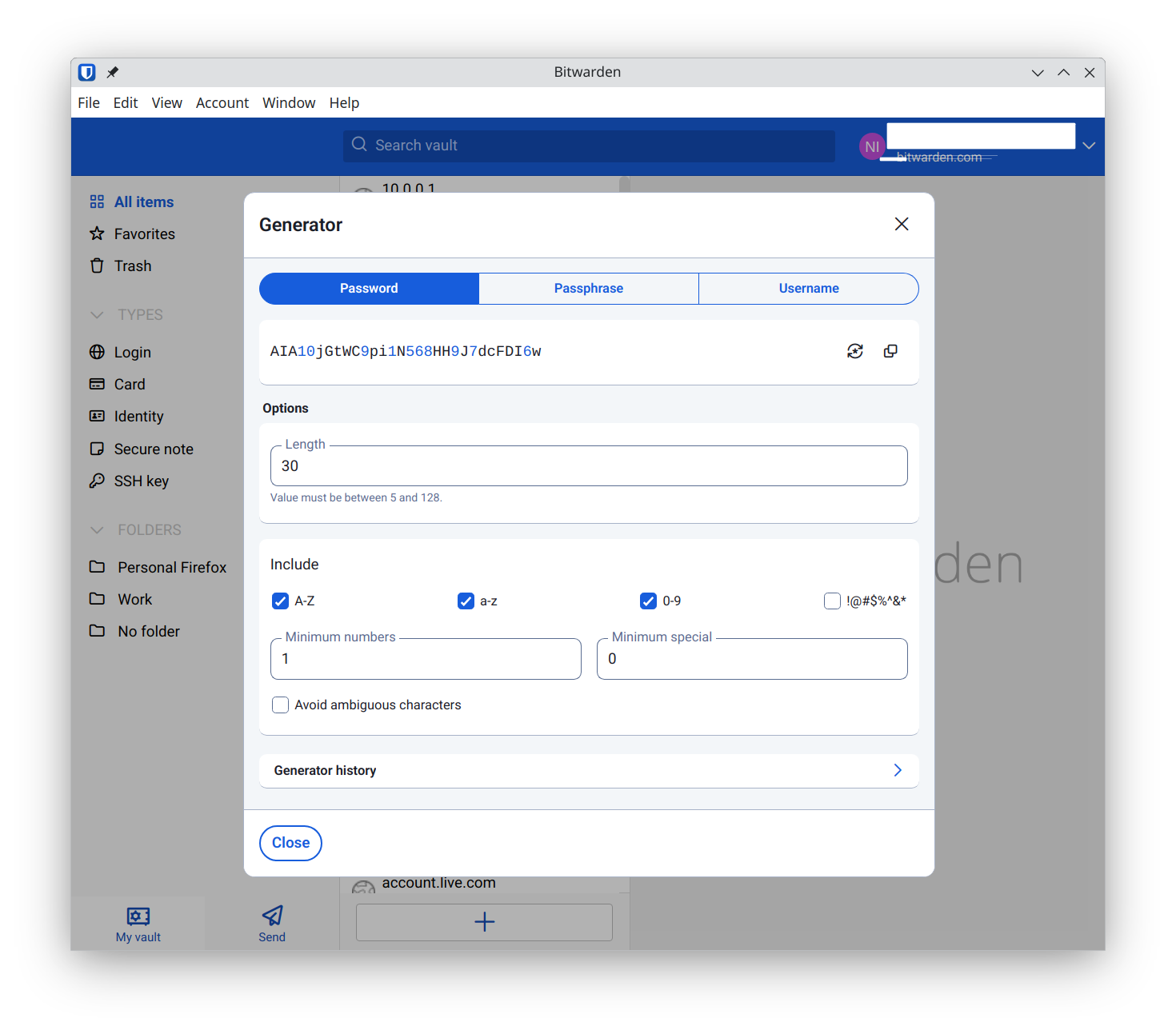 Transición a Linux Lo que nadie te cuenta (y funciona) 😱 19 Función generadora de contraseñas en BitWarden.