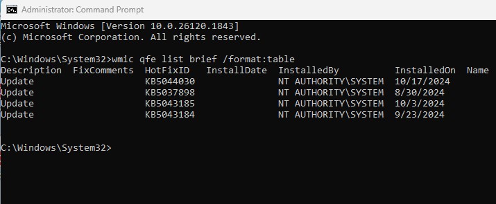 Windows 11-uppdateringar: Det dolda sättet som ingen använder 😱 86 Lista över uppdateringar med WMIC i CMD