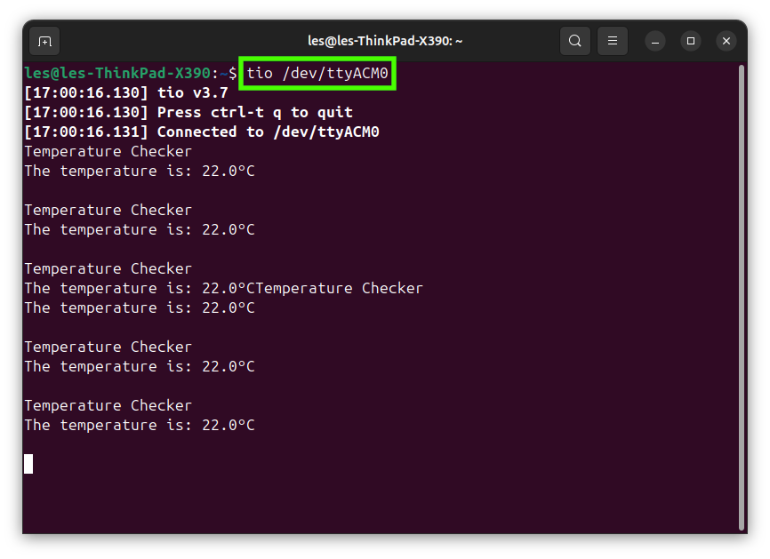 Salida serial con el uso de Tio en la terminal
