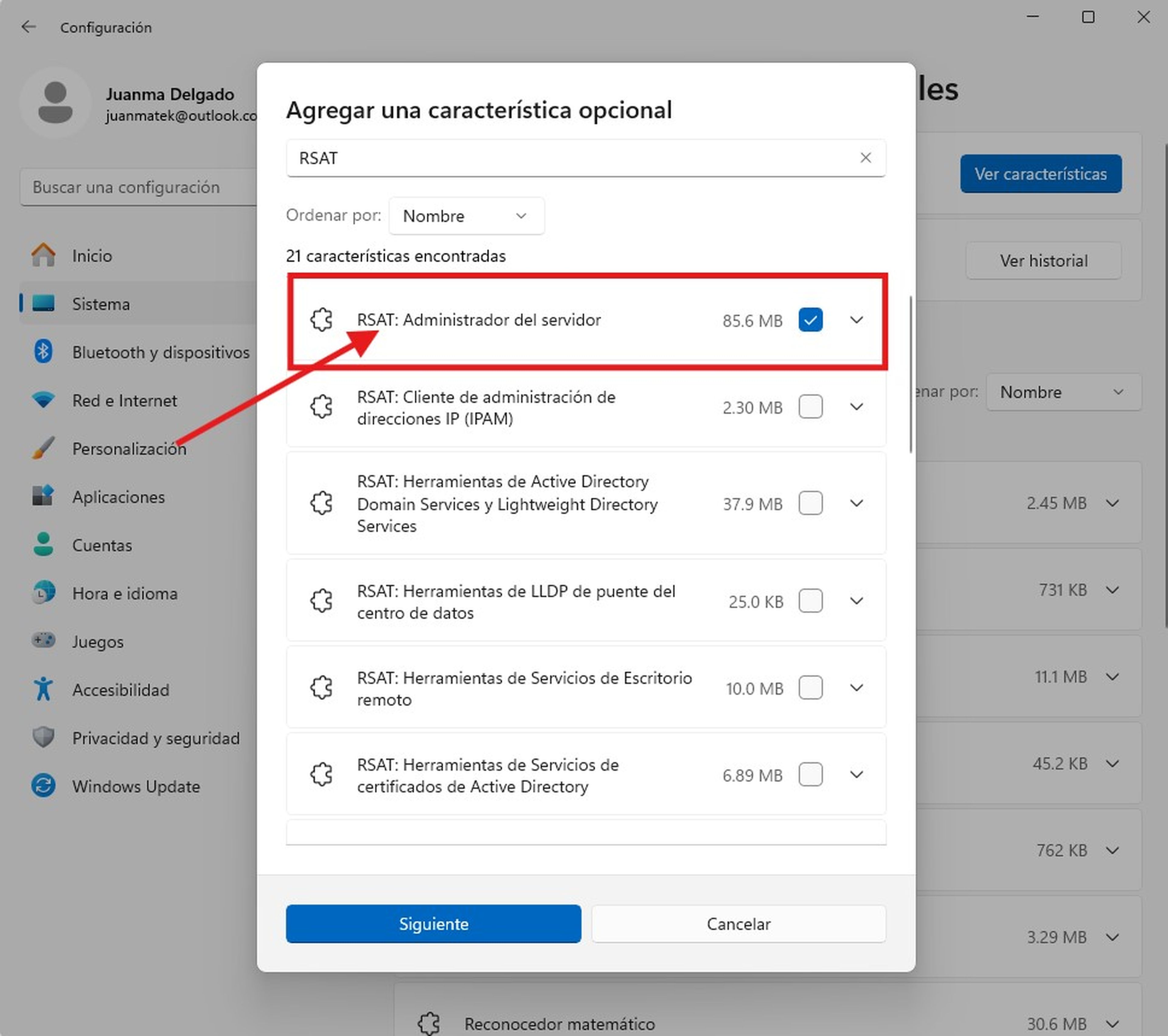 Wybór narzędzi RSAT w systemie Windows 11 do instalacji