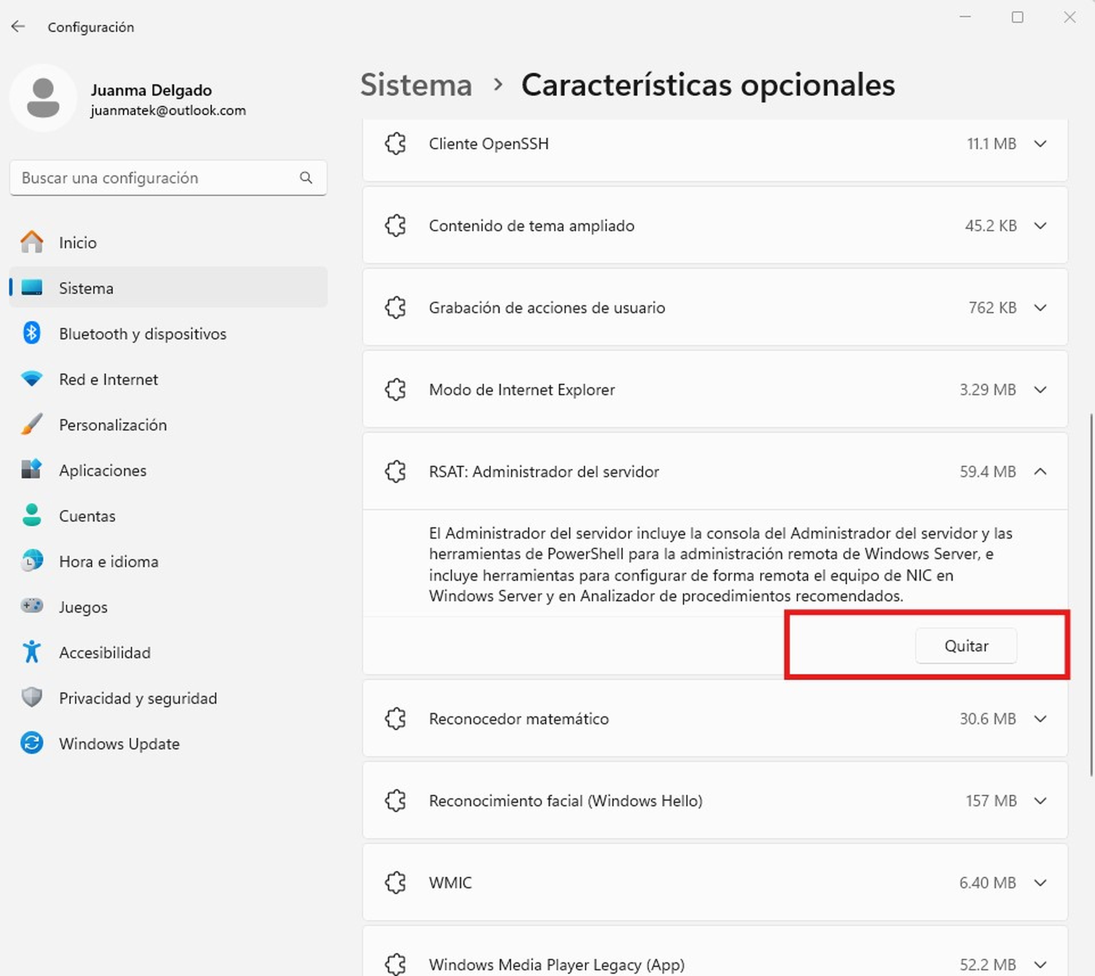 Proces usuwania narzędzi RSAT w systemie Windows 11