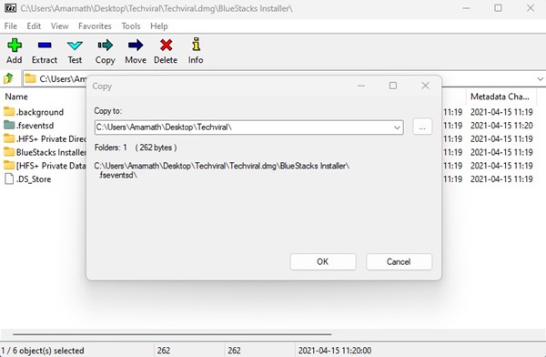 Percorso per salvare i file estratti con 7-Zip