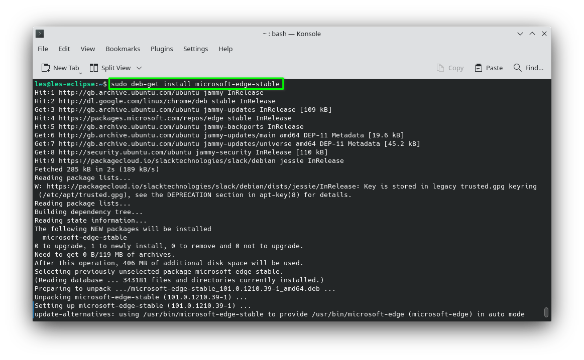 Installation de Microsoft Edge sur Linux avec deb-get