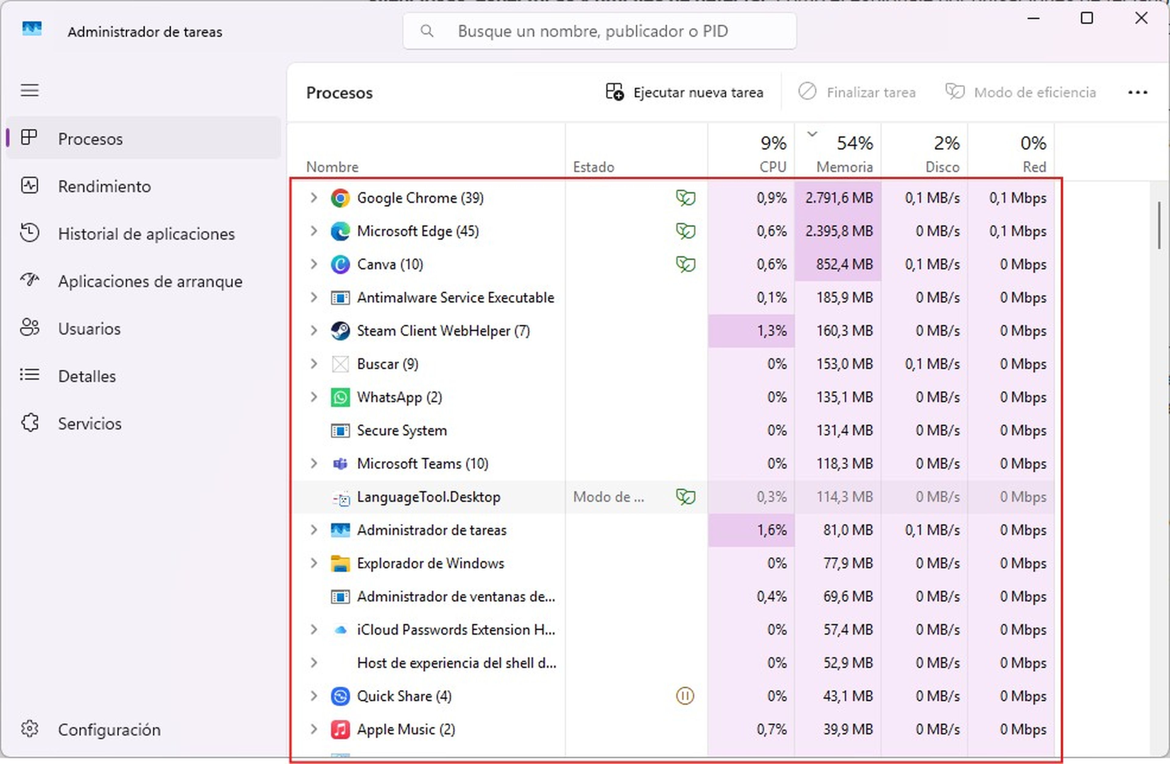 Keyloggers op uw computer en het werkelijke risico voor uw gegevens 7 Lijst met actieve processen in Taakbeheer van Windows