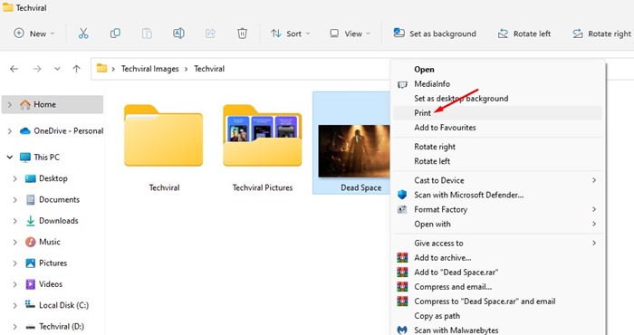 Seleziona Stampa per convertire PNG in PDF in Windows