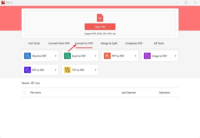 Converti in PDF la sezione in PDF X