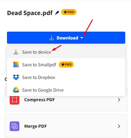 Scarica PDF dopo la conversione da PNG a Smallpdf
