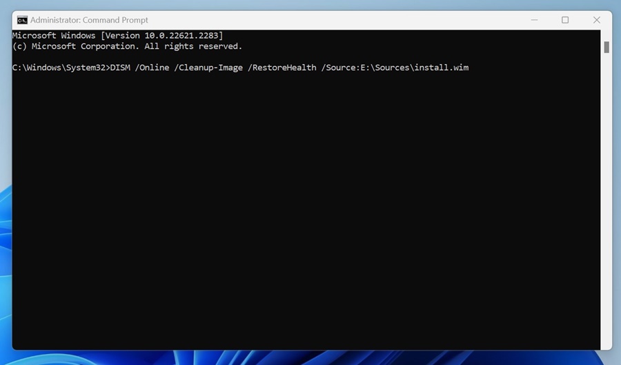 Manually Using ISO File to Repair Windows 11 with DISM