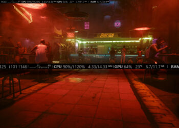 Monitor de rendimiento Steam - Cómo usar el monitor de rendimiento dentro del juego: ejemplo de overlay con FPS, uso de CPU y GPU, temperatura y RAM en un videojuego con barra de estadísticas en pantalla.