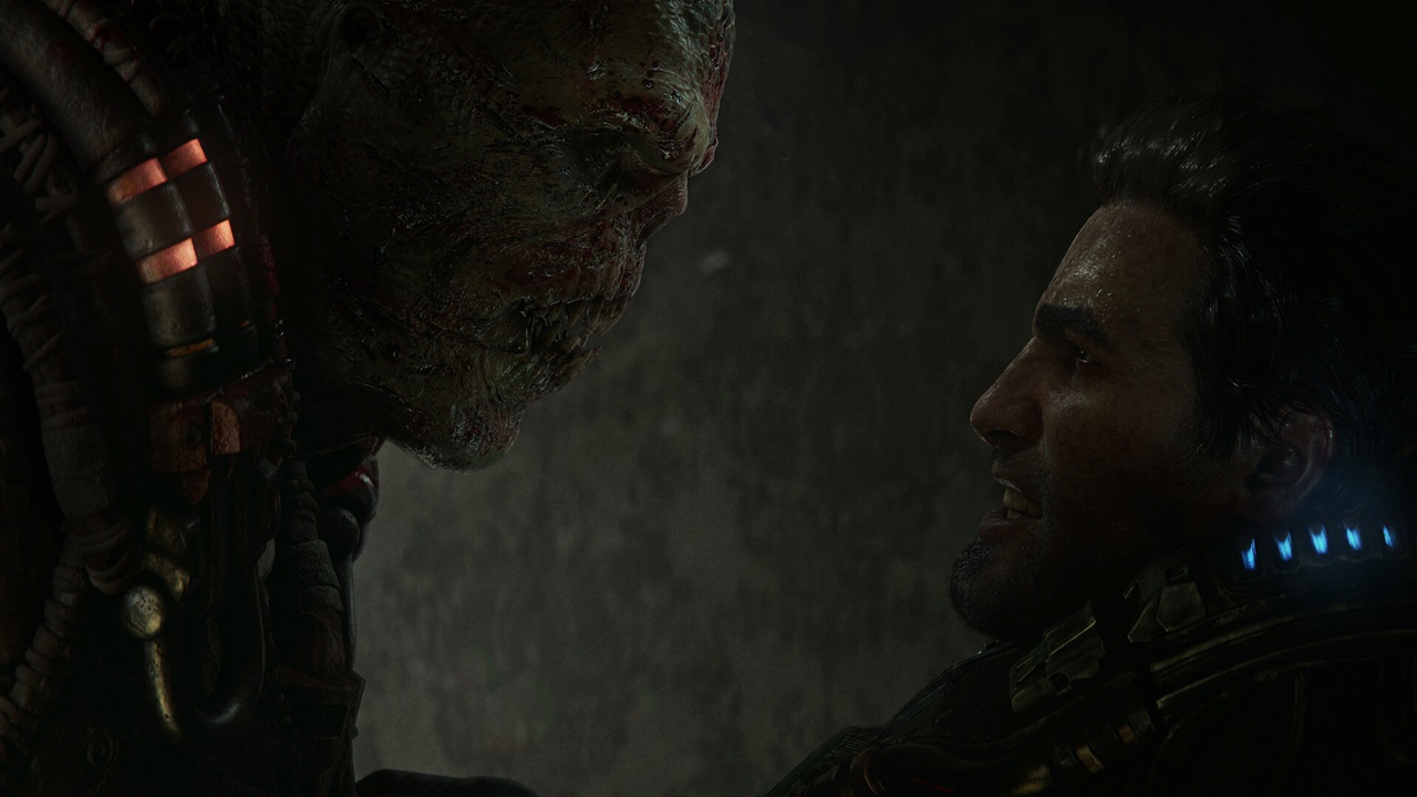 Zaawansowana grafika przedstawiająca Gears of War E-Day, pokazująca efekty oświetlenia i tekstury