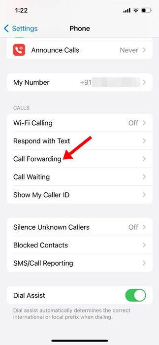 Vidarekoppling av samtal på iPhone