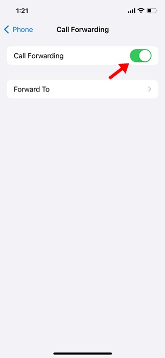 Aktivera vidarekoppling av samtal på iPhone
