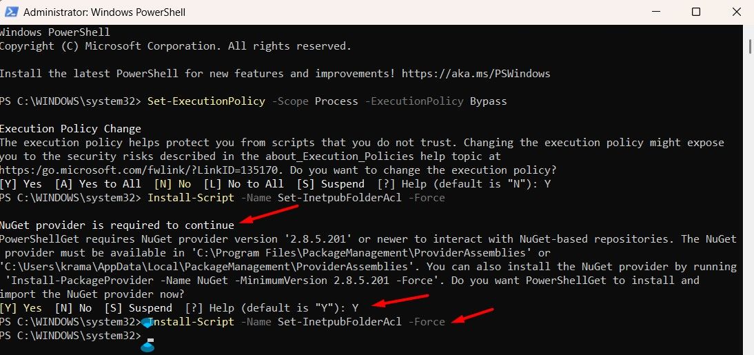 NuGet-Anbieteranforderungsnachricht in PowerShell.