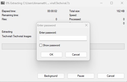 Fordert beim Öffnen einer ZIP-Datei in Windows 11 ein Passwort an