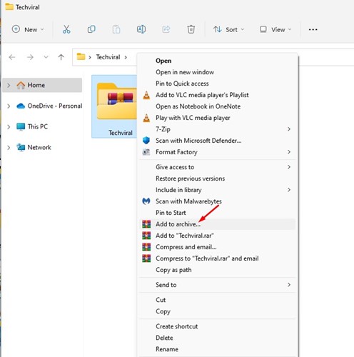 Datei mit WinRAR zu komprimiertem Archiv hinzufügen