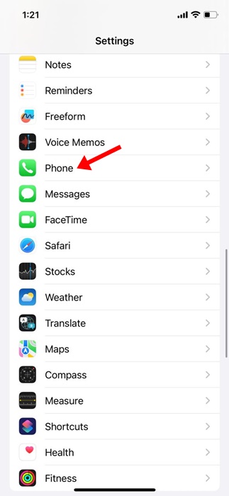 Telefonmeny på iPhone