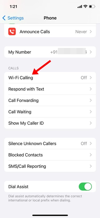 Aktifkan Panggilan Wi-Fi di iPhone