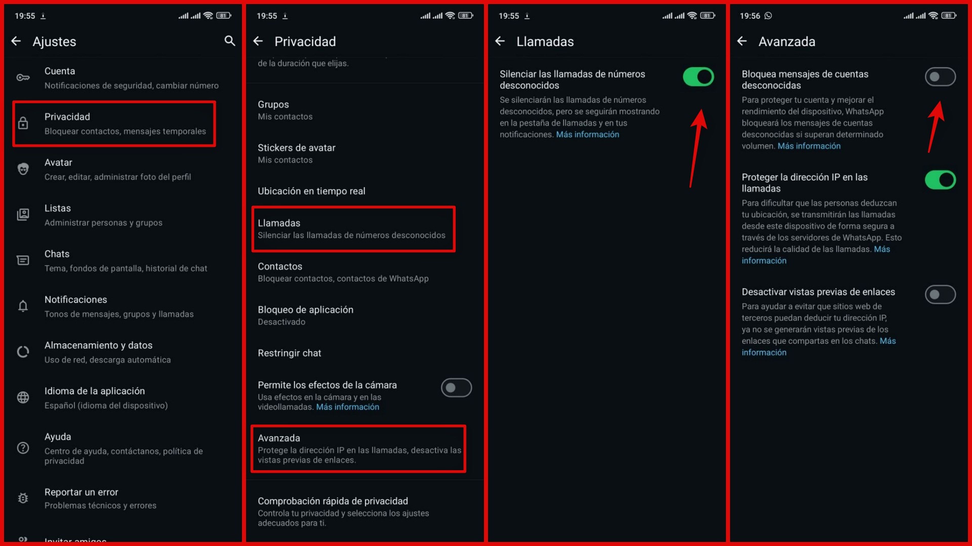 Блокируйте спам в WhatsApp с помощью ложных звонков с помощью одной настройки ⚡ 3 Скриншот, демонстрирующий параметры конфиденциальности для защиты WhatsApp