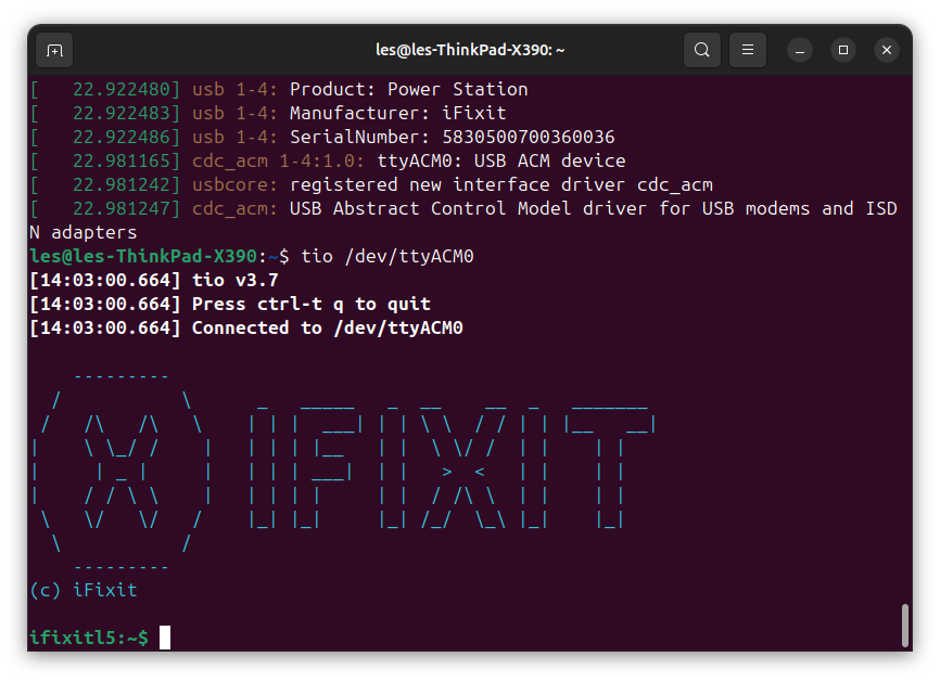 Imagen demostrativa del uso de Tio en Linux