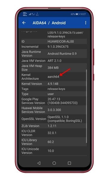 お使いのデバイスが32ビット版か64ビット版のAndroidを実行しているかを確認する方法 - すぐに確認して改善しましょう 32ビットまたは64ビットを示すカーネルアーキテクチャフィールド
