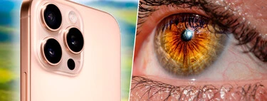 Imagen conceptual de las cámaras de un iPhone junto a un ojo humano