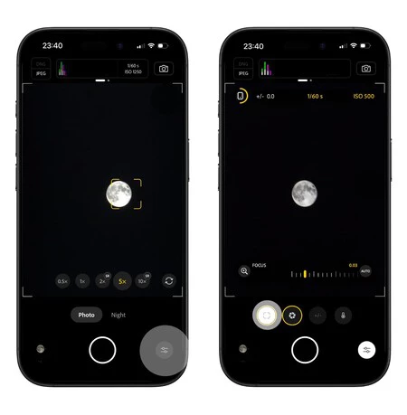 Control de enfoque manual de Project Indigo utilizado para mejorar la nitidez de la Luna